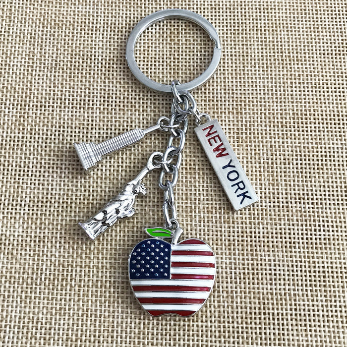 Wholesale 4th of July Alloy Double Sided Stereo American Souvenir Independence Day Key Chain MOQ≥2 JDC-KC-CZhi001