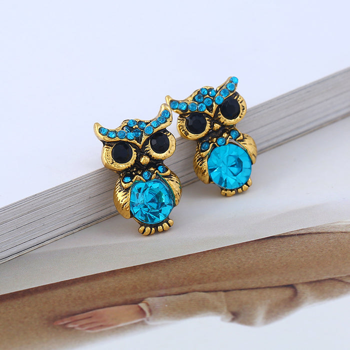 Jewelry WholesaleWholesale Simple Alloy Vintage Diamond Owl Stud Earrings JDC-ES-LY019 Earrings 乐钰 %variant_option1% %variant_option2% %variant_option3%  Factory Price JoyasDeChina Joyas De China