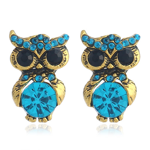 Jewelry WholesaleWholesale Simple Alloy Vintage Diamond Owl Stud Earrings JDC-ES-LY019 Earrings 乐钰 %variant_option1% %variant_option2% %variant_option3%  Factory Price JoyasDeChina Joyas De China