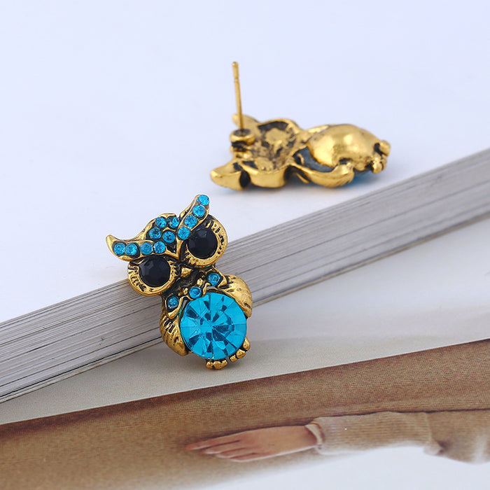 Jewelry WholesaleWholesale Simple Alloy Vintage Diamond Owl Stud Earrings JDC-ES-LY019 Earrings 乐钰 %variant_option1% %variant_option2% %variant_option3%  Factory Price JoyasDeChina Joyas De China