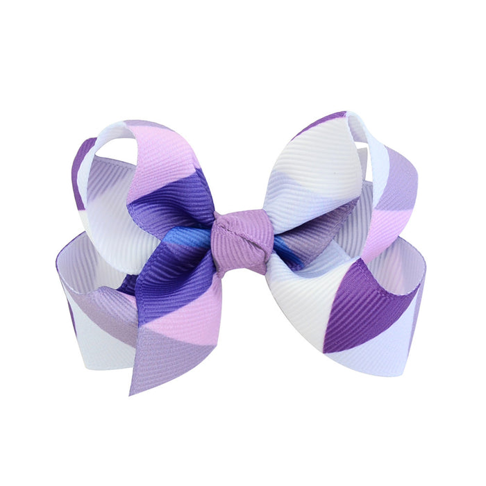 Wholesale 12 Colors Wave Print Striped Fishtail Bow Hair Clips MOQ≥2 JDC-HC-YL076