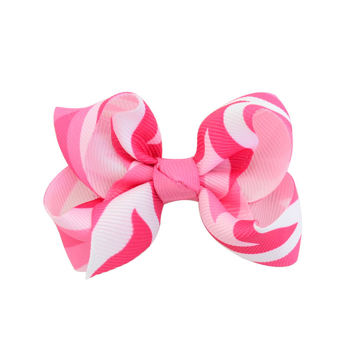 Wholesale 12 Colors Wave Print Striped Fishtail Bow Hair Clips MOQ≥2 JDC-HC-YL076