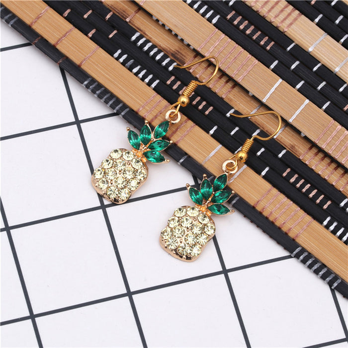 Wholesale Pineapple Alloy Rhinestone Earrings JDC-ES-ML068