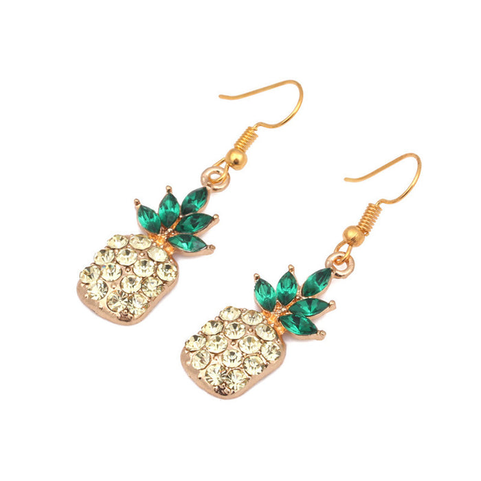 Wholesale Pineapple Alloy Rhinestone Earrings JDC-ES-ML068