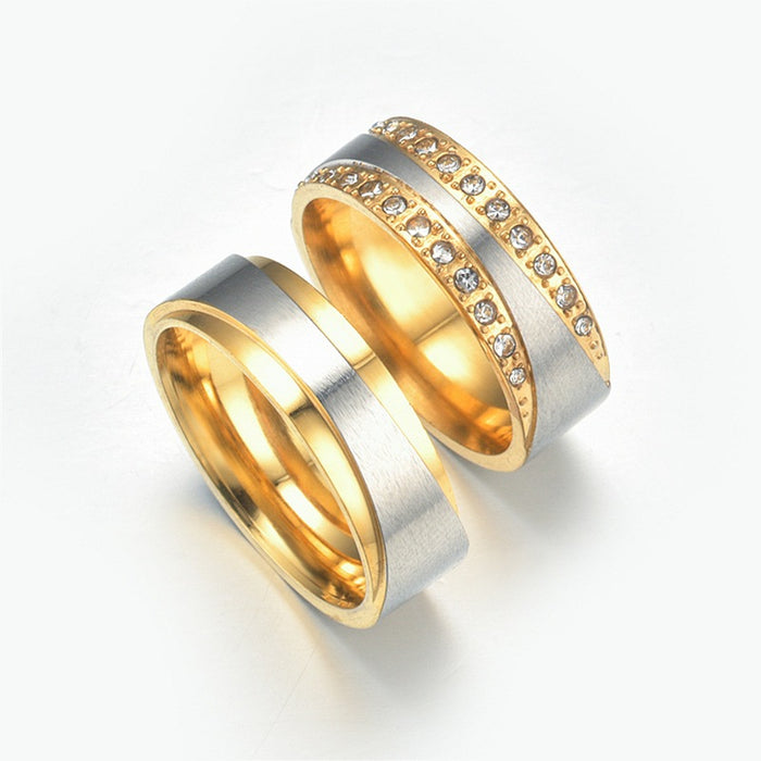 Wholesale Two Tone K Gold Diamond Stainless Steel Ring JDC-RS-Dingc021