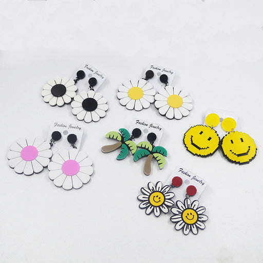 Jewelry WholesaleWholesale Acrylic Smiley Sun Flower Petal Earrings JDC-ES-XNuo016 Earrings 协诺 %variant_option1% %variant_option2% %variant_option3%  Factory Price JoyasDeChina Joyas De China