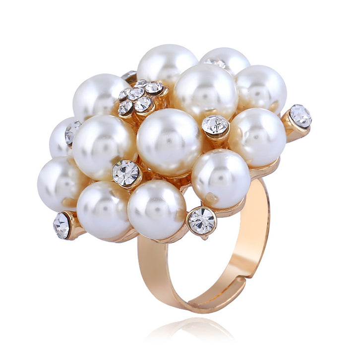 Wholesale Zinc Alloy Rhinestone Pearl Ring JDC-RS-KaiQ007