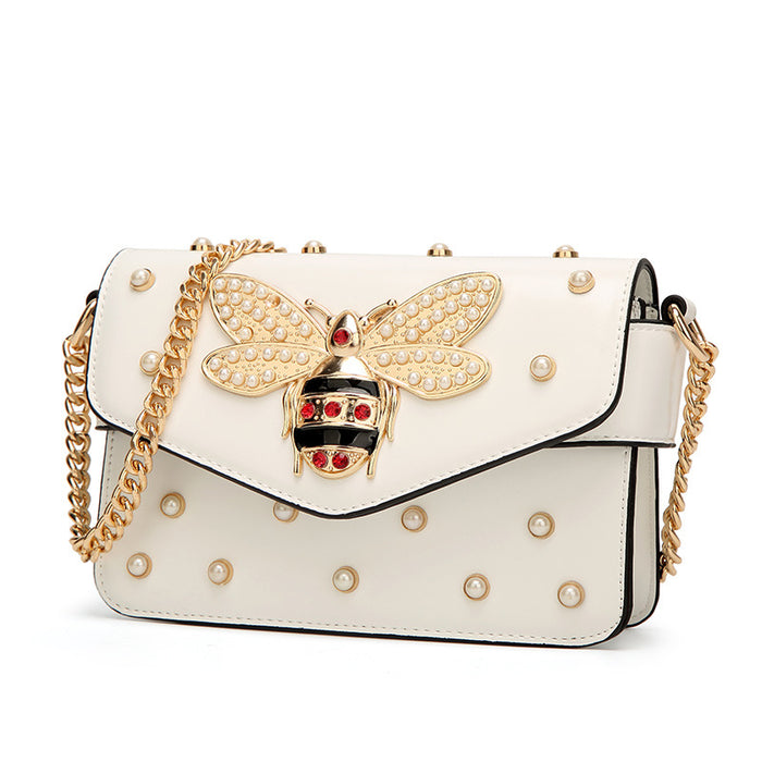 Wholesale Shoulder Bag PU Small Bee Shoulder Messenger Small Square Bag Pearl JDC-SD-Anmo003