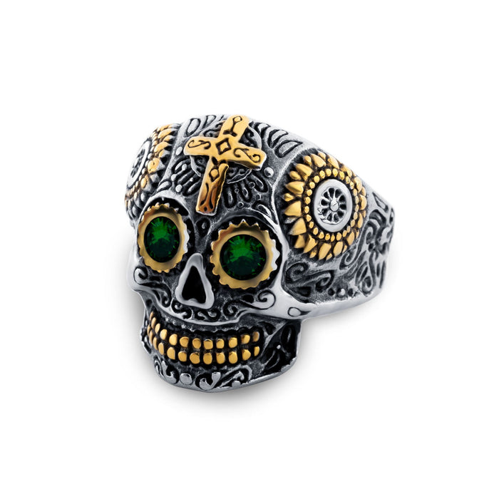 Wholesale Skull Punk Czech Diamond Metal Men Rings JDC-RS-ShaK002