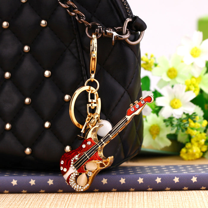 Wholesale Zinc Alloy Guitar Rhinestone Keychain JDC-KC-RYuan003