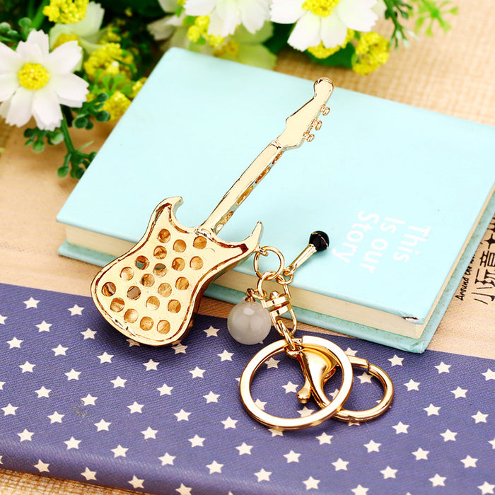 Wholesale Zinc Alloy Guitar Rhinestone Keychain JDC-KC-RYuan003