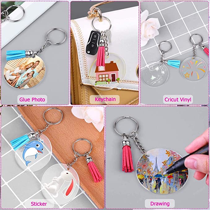 Wholesale Blank Keychains  Handmade DIY Acrylic Blank Keychains 200pcs/set MOQ≥2 JDC-KC-CYing001