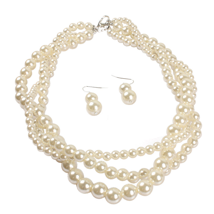 Jewelry WholesaleWholesale ABS Plastic Pearl Multilayer Necklace Earrings Set JDC-NE-TC282 Necklaces 腾层 %variant_option1% %variant_option2% %variant_option3%  Factory Price JoyasDeChina Joyas De China