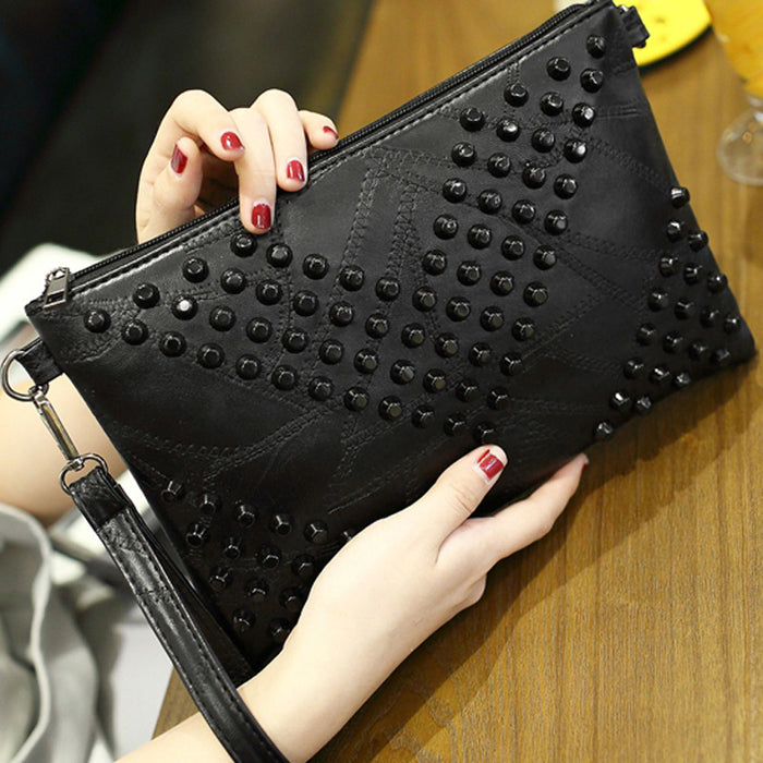 Wholesale shoulder bag PU V-shaped rivets JDC-SD-Chunmei010