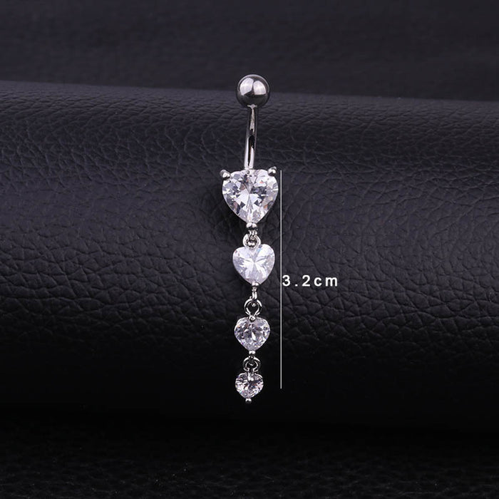 Jewelry WholesaleWholesale Stainless Steel Heart-Shaped Zircon Umbilical Nails MOQ≥2 JDC-UN-Henst004 Piercings 亨森 %variant_option1% %variant_option2% %variant_option3%  Factory Price JoyasDeChina Joyas De China