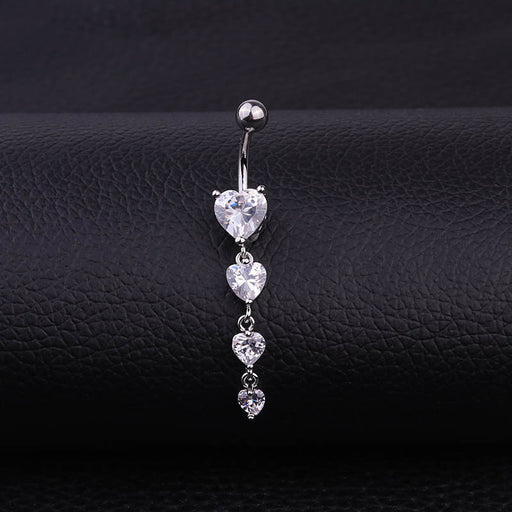 Jewelry WholesaleWholesale Stainless Steel Heart-Shaped Zircon Umbilical Nails MOQ≥2 JDC-UN-Henst004 Piercings 亨森 %variant_option1% %variant_option2% %variant_option3%  Factory Price JoyasDeChina Joyas De China