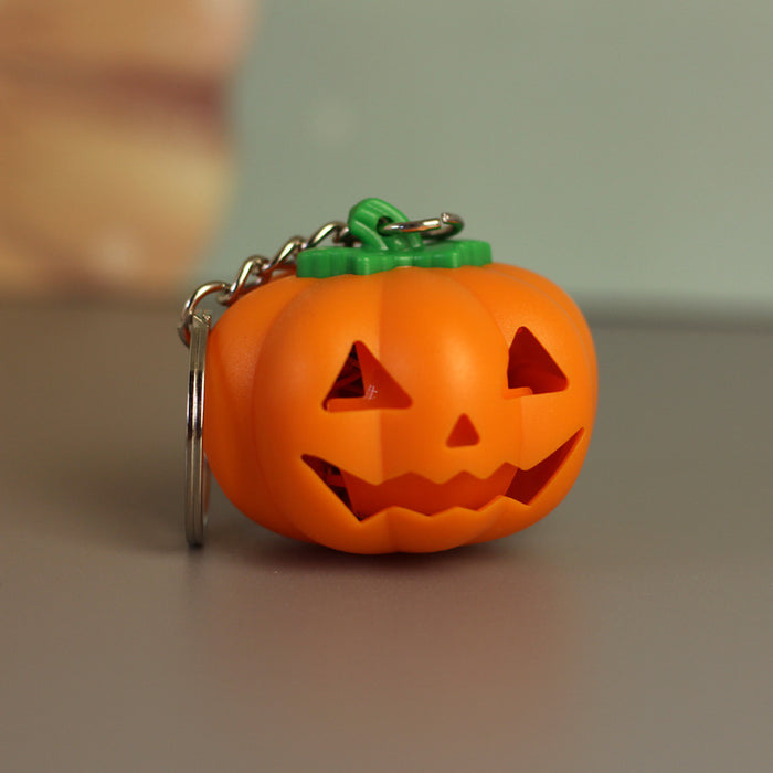 Wholesale Keychain Resin Halloween Pumpkin Sound Band LED Light Glow MOQ≥3 JDC-KC-HMB016