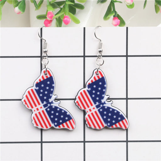 Jewelry WholesaleWholesale American Flag Acrylic Butterfly Earrings JDC-ES-ML066 Earrings 米伦 %variant_option1% %variant_option2% %variant_option3%  Factory Price JoyasDeChina Joyas De China