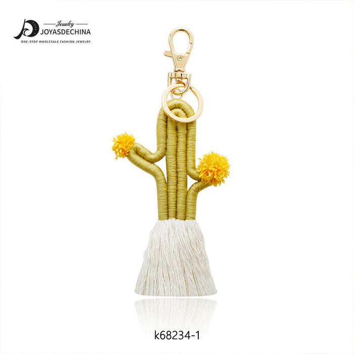 Wholesale hand woven Bohemian cactus keychain MOQ≥2 JDC-KC-JM008