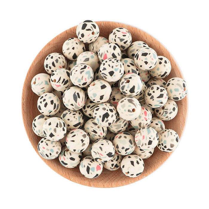 Wholesale 40PCS Leopard Print Silicone 15mm Beads JDC-BDS-Yumo001