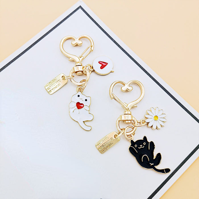 Wholesale Keychain Metal Cartoon Cute Kitty Flower MOQ≥2 JDC-KC-ARui006