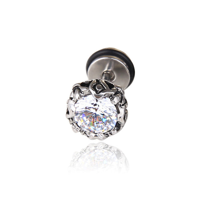 Jewelry WholesaleWholesale Crown Zircon Titanium Steel Single Stud Earrings JDC-ES-GSBSL033 Earrings 宝莎莉娜 %variant_option1% %variant_option2% %variant_option3%  Factory Price JoyasDeChina Joyas De China