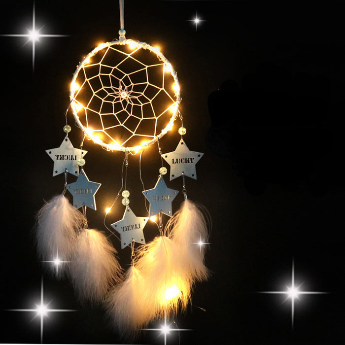 Wholesale Dream Catcher Feather Star Dream Catcher With LED Light JDC-DC-JY016