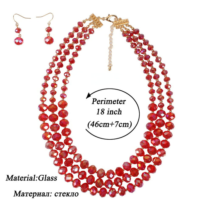 Jewelry WholesaleWholesale ABS Plastic Glass Crystal Multilayer Necklace Earrings Set JDC-NE-TC288 Necklaces 腾层 %variant_option1% %variant_option2% %variant_option3%  Factory Price JoyasDeChina Joyas De China