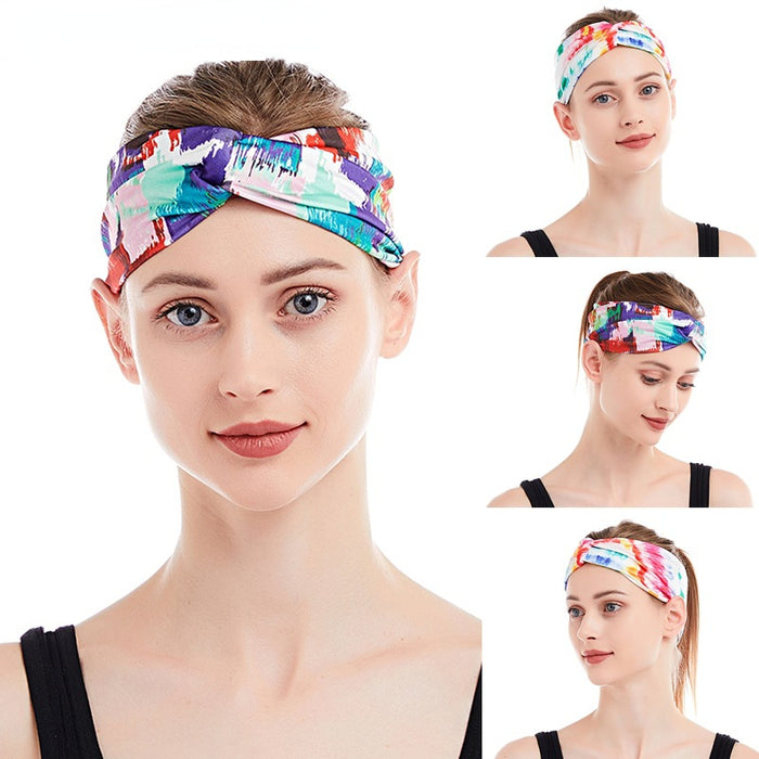 Jewelry WholesaleWholesale Color Printed Stretch Sports Headband Tie Dye Cross JDC-HD-Jiaoy003 Headband 娇艳 %variant_option1% %variant_option2% %variant_option3%  Factory Price JoyasDeChina Joyas De China