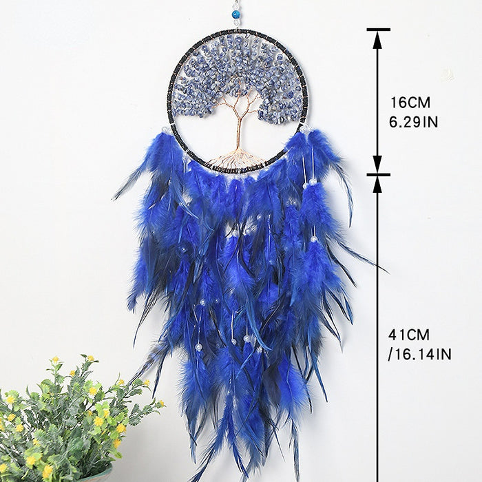 Wholesale Tree of Life Crystal Feather Iron Ring Dreamcatcher MOQ≥2 JDC-DC-LZ051