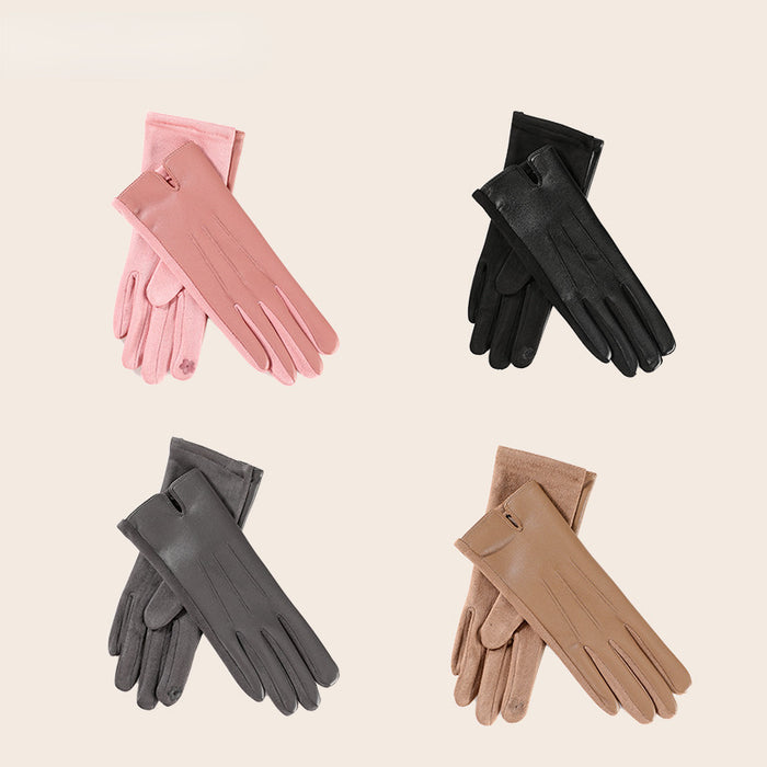 Wholesale Gloves Suede Cute Winter Thin Velvet Touch Screen MOQ≥2 JDC-GS-YiL005