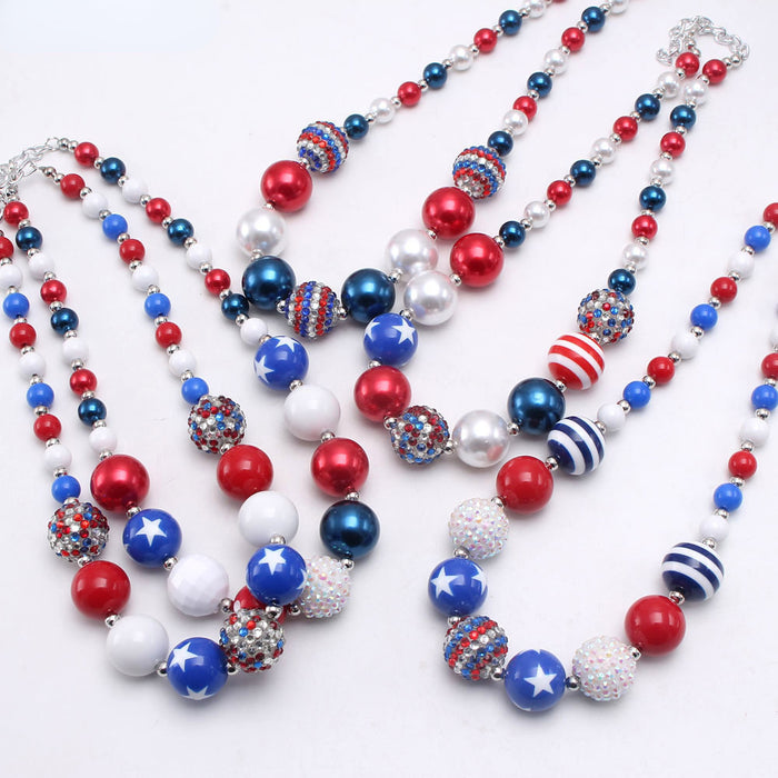 Wholesale 4th of July Independence Day American National Day Children's Beading Necklace JDC-NE-nijia006