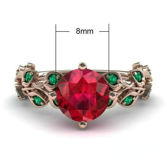 Wholesale Zircon Safflower Green Leaf Color Diamond Alloy Ring JDC-RS-Saip016