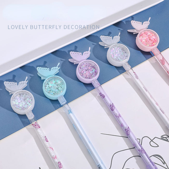 Wholesale Sequin Butterfly Mosquito Repellent Plastic Ballpoint Pen JDC-BP-Dichen002