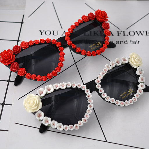 Jewelry WholesaleWholesale vintage glass rhinestone flower cat's eye sunglasses JDC-SG-NT013 Sunglasses 妮头 %variant_option1% %variant_option2% %variant_option3%  Factory Price JoyasDeChina Joyas De China