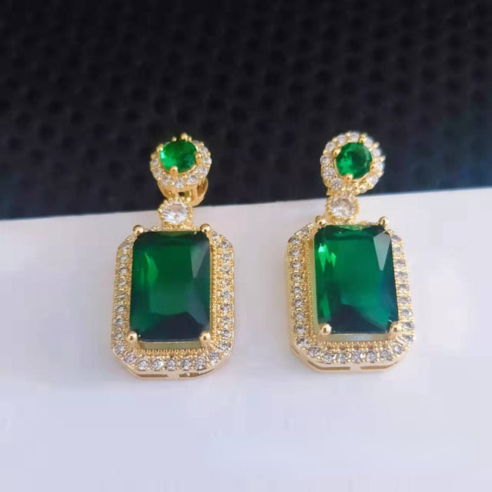 Wholesale Earrings Copper Emerald Crystal Zircon Necklace Ring Jewelry Set MOQ≥2 JDC-ES-YouW001