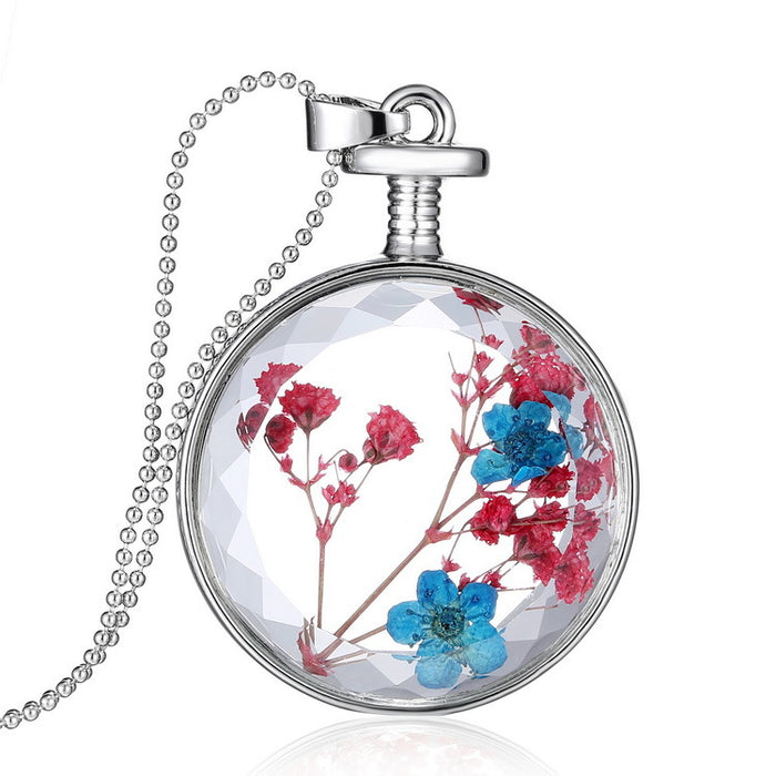 Jewelry WholesaleWholesale Round Crystal Fashion Dried Flower Transparent Necklace JDC-NE-YinH011 Necklaces 颖皓 %variant_option1% %variant_option2% %variant_option3%  Factory Price JoyasDeChina Joyas De China