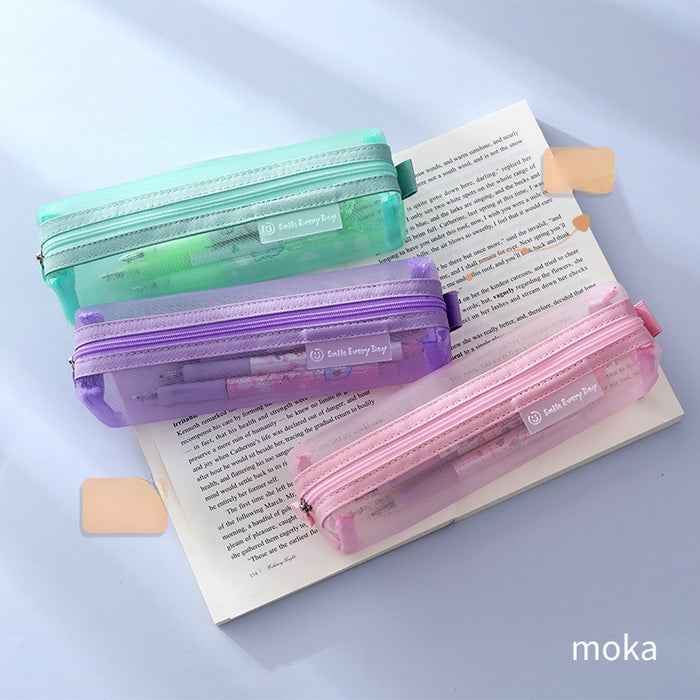 Wholesale pencil bag plastic transparent stationery bag large capacity MOQ≥2 JDC-PB-XuF001