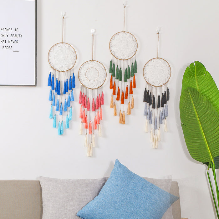 Jewelry WholesaleWholesale Boho Tassel Feather Hoop Flannel Dreamcatcher MOQ≥2 JDC-DC-RXin002 Dreamcatcher 润欣 %variant_option1% %variant_option2% %variant_option3%  Factory Price JoyasDeChina Joyas De China