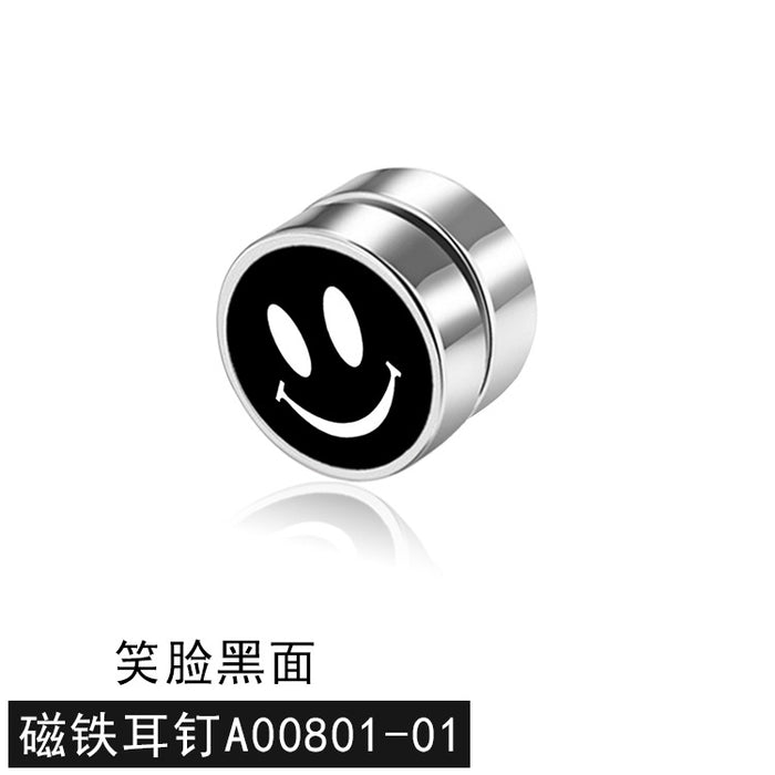 Jewelry WholesaleWholesale Titanium Steel Smiley Magnet Men's Single Ear Clip JDC-ES-GSBSL031 Earrings 宝莎莉娜 %variant_option1% %variant_option2% %variant_option3%  Factory Price JoyasDeChina Joyas De China