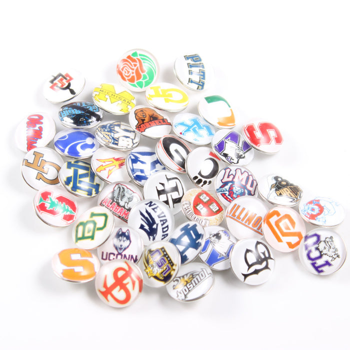 Jewelry WholesaleWholesale Random 18mm Glass University League Team Logo Noosa DIY Snap Button Jewelry MOQ≥2 JDC-DIY-ShangC003 DIY 尚彩 %variant_option1% %variant_option2% %variant_option3%  Factory Price JoyasDeChina Joyas De China