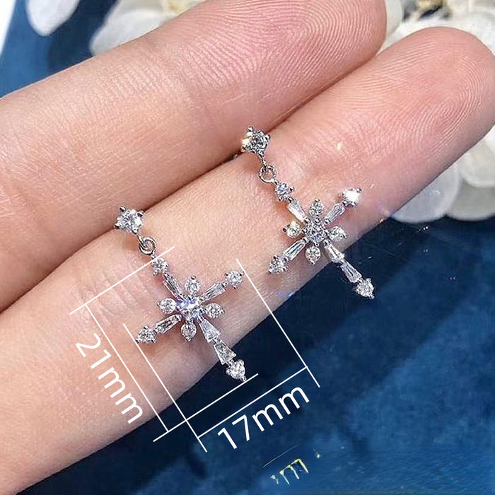 Wholesale Earrings Copper Zircon Cross MOQ≥2 JDC-PREMCAOS-ES-018