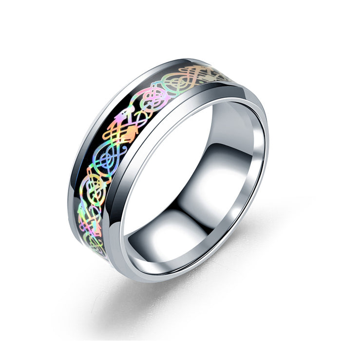 Wholesale Colorful Glare Dragon Pattern Stainless Steel Rings JDC-RS-TS098