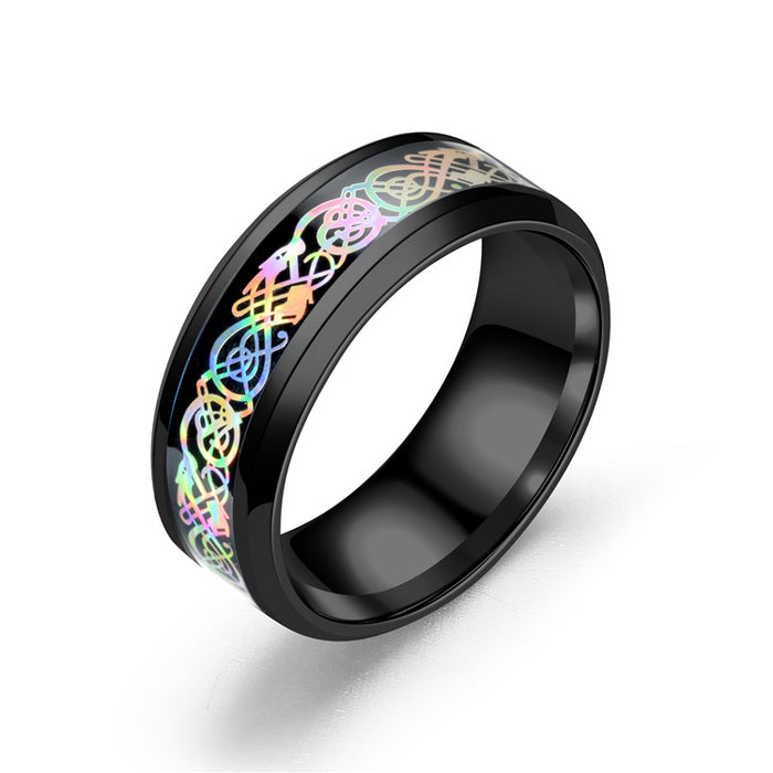 Wholesale Colorful Glare Dragon Pattern Stainless Steel Rings JDC-RS-TS098