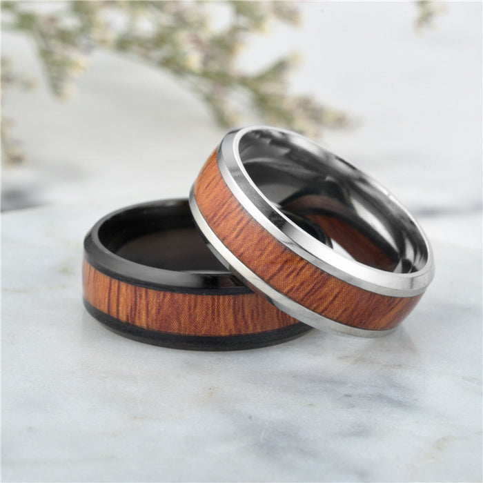 Jewelry WholesaleWholesale Titanium Steel Stainless Steel Wood Grain Ring JDC-RS-TS099 Rings 腾穗 %variant_option1% %variant_option2% %variant_option3%  Factory Price JoyasDeChina Joyas De China