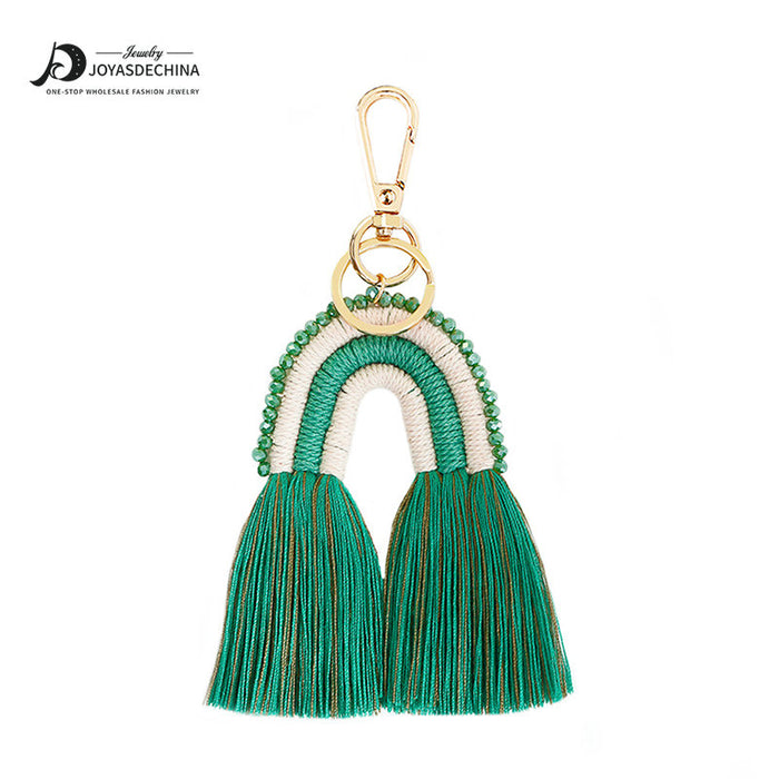 Wholesale tassel keychain rice bead rope weaving manual weaving  JDC-KC-JM015