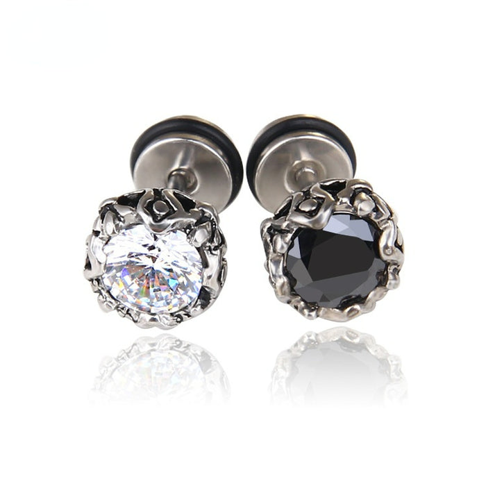 Jewelry WholesaleWholesale Crown Zircon Titanium Steel Single Stud Earrings JDC-ES-GSBSL033 Earrings 宝莎莉娜 %variant_option1% %variant_option2% %variant_option3%  Factory Price JoyasDeChina Joyas De China