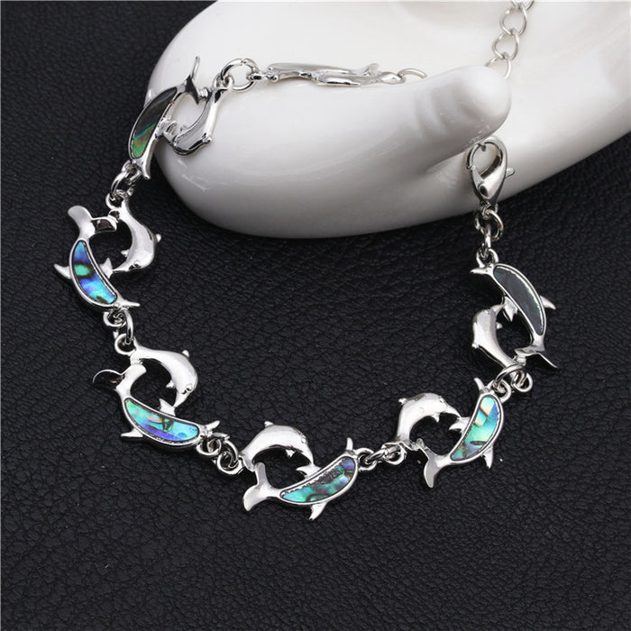 Wholesale Abalone Shell Dolphin Bracelet Colorful Bracelet MOQ≥2 JDC-BT-ML064