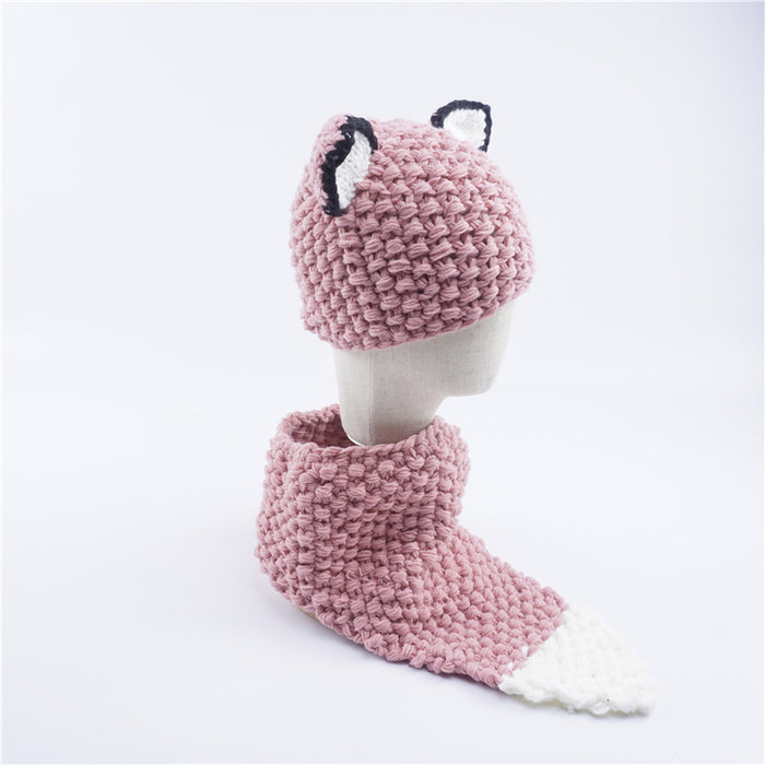 Wholesale Hat Wool Cute Fox Children's Scarf 2-piece Set MOQ≥3 JDC-FH-Xianju006