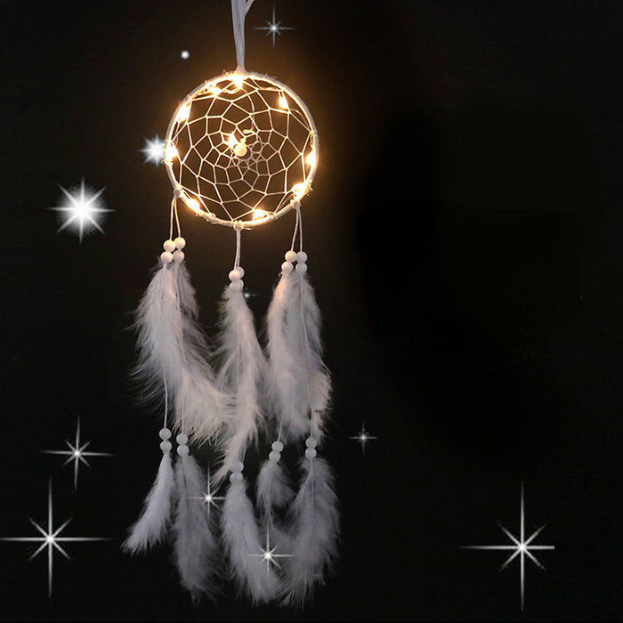 Wholesale Dream Catcher Feather Romantic White Dream Catcher With LED Light JDC-DC-JY015